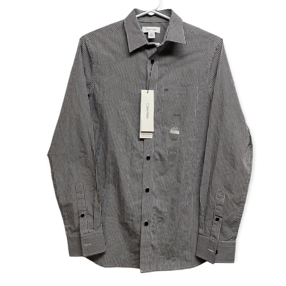 Calvin Klein Black And White Gingham Button Down Shirt Size XS - Picture 1 of 8